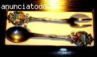 Juego -cuchara+tenedor- postre - motivos Italia