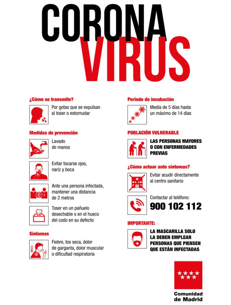 Información general sobre el coronavirus: Comunidad de Madrid